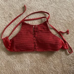 Red Knit Bikini Top